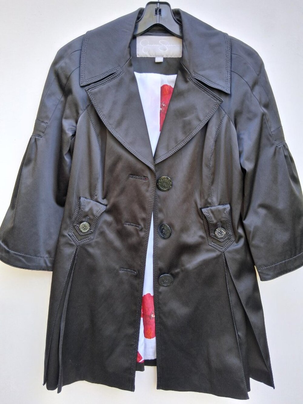 Jessica Simpson short black trench